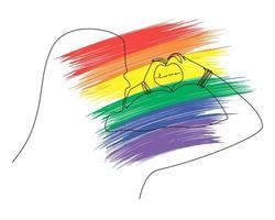 Hand draw LGBT pride flag in vector format. Rainbow flag with word PRIDE for poster. LGBTQ love symbol background. Concept design.