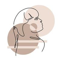 Simple line art woman face. Outline Person illustration on modern style. Abstract girl portrait vector