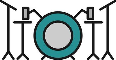Drum Set Line Filled vector