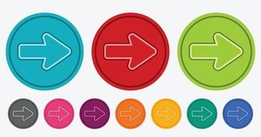 Colorful arrow in flat circle button icon isolated vector design