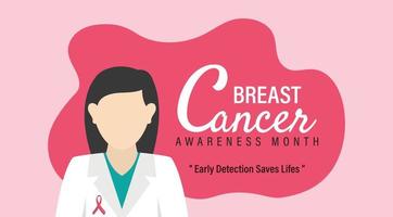 Breast cancer awareness background banner with adoctor avatar illustration vector wallpaper