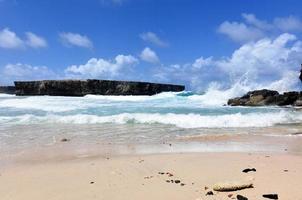 Seascape with Large Waves Crashing on Rocks in Aruba photo