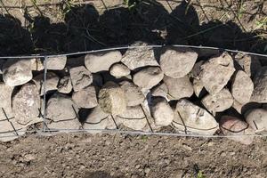 metal mesh and stones photo