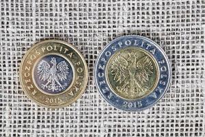 dos monedas polacas foto