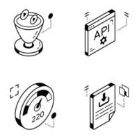 iconos isométricos de la interfaz web vector