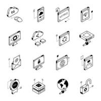 iconos isométricos de moda de almacenamiento de datos vector