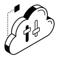 A cloud sliders isometric icon download vector