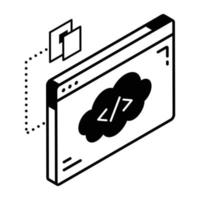 A cloud coding isometric icon download vector