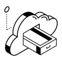 Trendy isometric line icon of cloud drawer vector