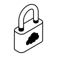 An icon of cloud lock isometric design vector