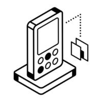 un icono de diseño de línea de teléfono inalámbrico vector