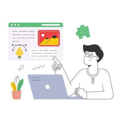 A handy flat illustration of graphic art