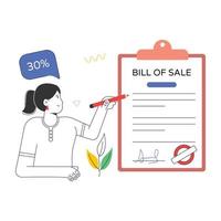 Check this flat illustration of bill of sale