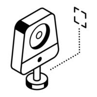 A line isometric icon of a speaker vector