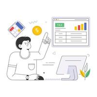 Trendy flat illustration of online taxes vector