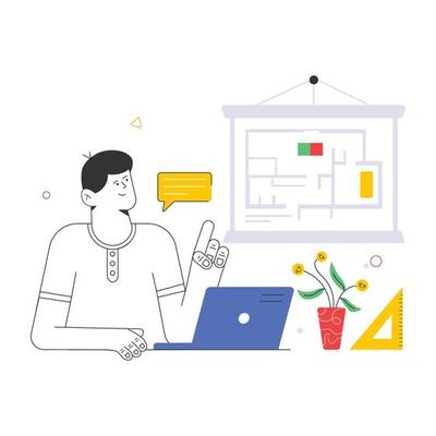 A handy flat illustration of graphic art