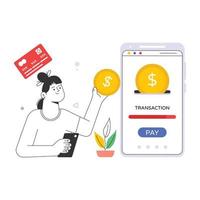 A flat illustration of mobile purchase for web and apps vector