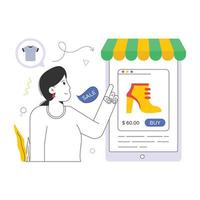 A flat illustration of mobile purchase for web and apps vector