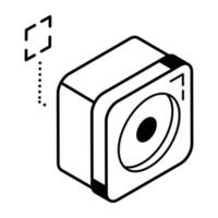 Modern line icon of a woofer vector
