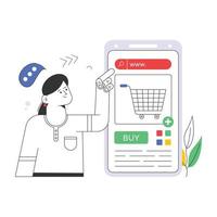 A flat illustration of mobile purchase for web and apps vector