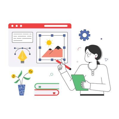 A handy flat illustration of graphic art