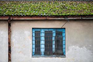 musgo en el techo del edificio antiguo foto