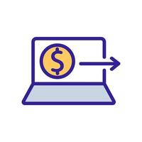 the laptop is a money transfer icon vector outline illustration