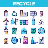 reciclaje, clasificación de basura vector conjunto de iconos lineales