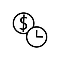 coin time icon vector outline illustration