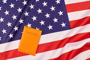 Passport on United States of America flag photo