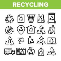 colección reciclaje iconos de línea delgada establecer vector