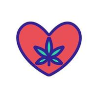 amor por el vector de icono de cannabis. ilustración de símbolo de contorno aislado