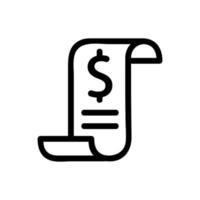 receipt dollar icon vector. Isolated contour symbol illustration vector