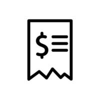 receipt dollar icon vector. Isolated contour symbol illustration vector