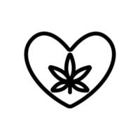 amor por el vector de icono de cannabis. ilustración de símbolo de contorno aislado