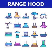Range Hood Device Collection Icons Set Vector