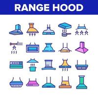 Range Hood Device Collection Icons Set Vector