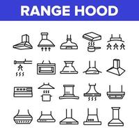 Range Hood Device Collection Icons Set Vector