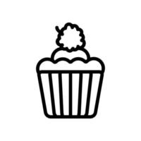 Raspberry cupcake icon vector. Isolated contour symbol illustration vector