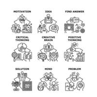 Creative Brain Set Icons Vector Illustrations