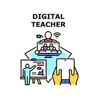 Digital Teacher Vector Concept Color Illustration