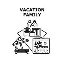 Family Vacation Vector Concept Black Illustration