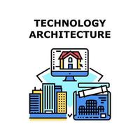 ilustración de color de vector de arquitectura de tecnología