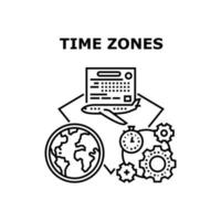 Time Zones World Vector Concept Black Illustration