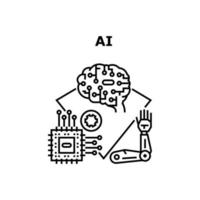 ai tecnología vector concepto negro ilustración