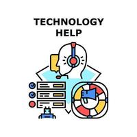 Help Technology Vector Concept Color Illustration