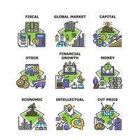 Financial Growth Set Icons Vector Illustrations