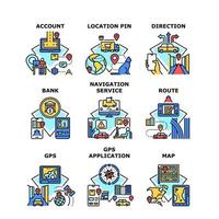 Navigation Service Set Icons Vector Illustrations