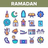 Ramadan Islam Collection Elements Icons Set Vector