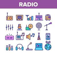 conjunto de iconos de elementos de colección de programas de radio vector